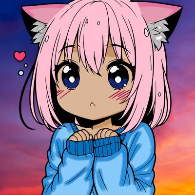 shy anime catgirl