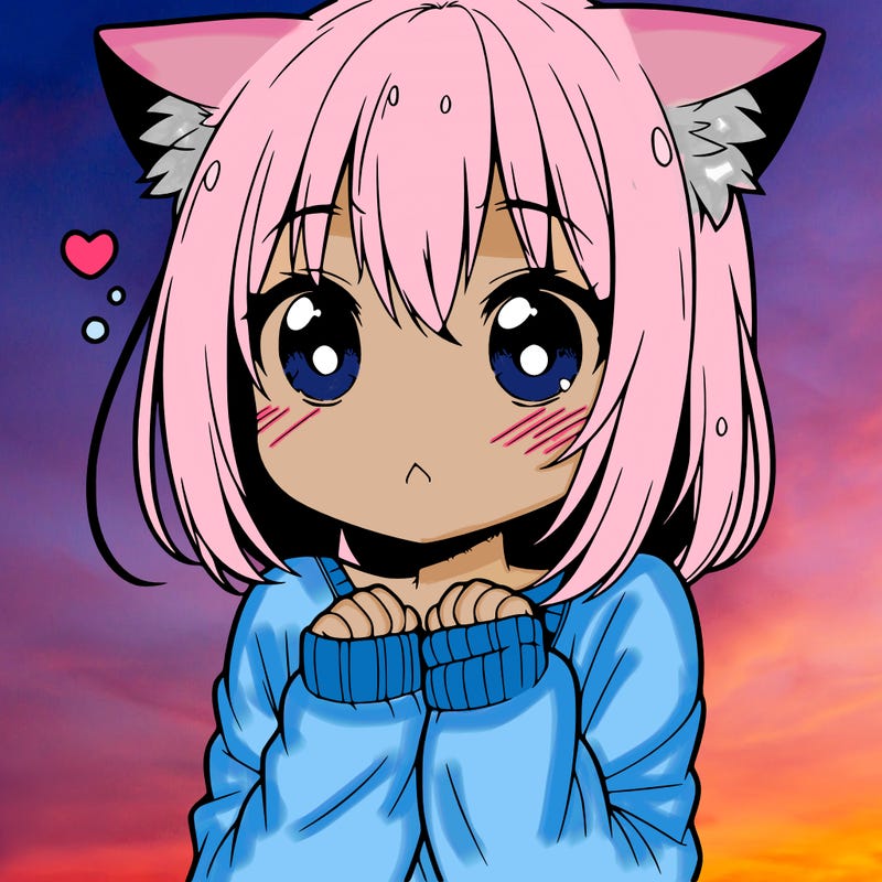 shy anime catgirl