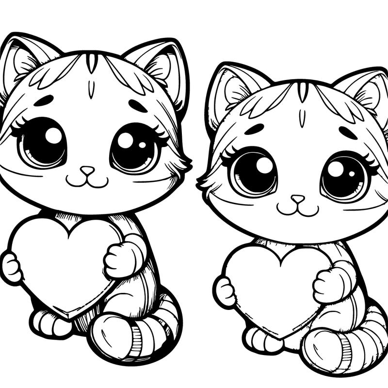 realistic cat holding a heart