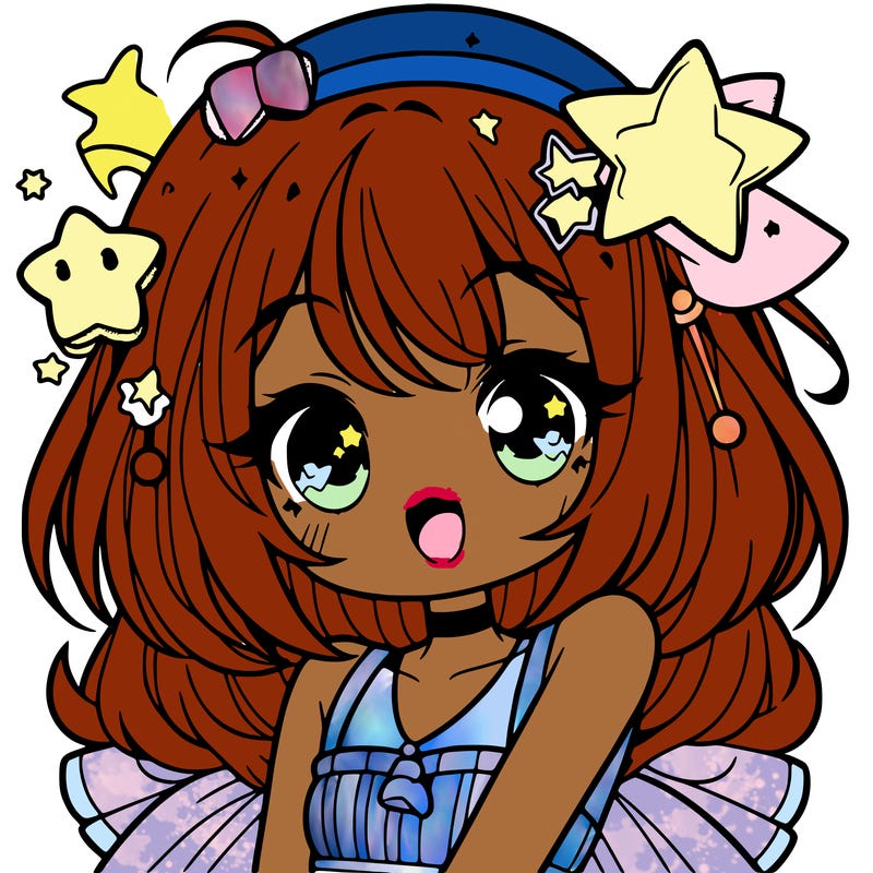 cute anime girl with star accessories