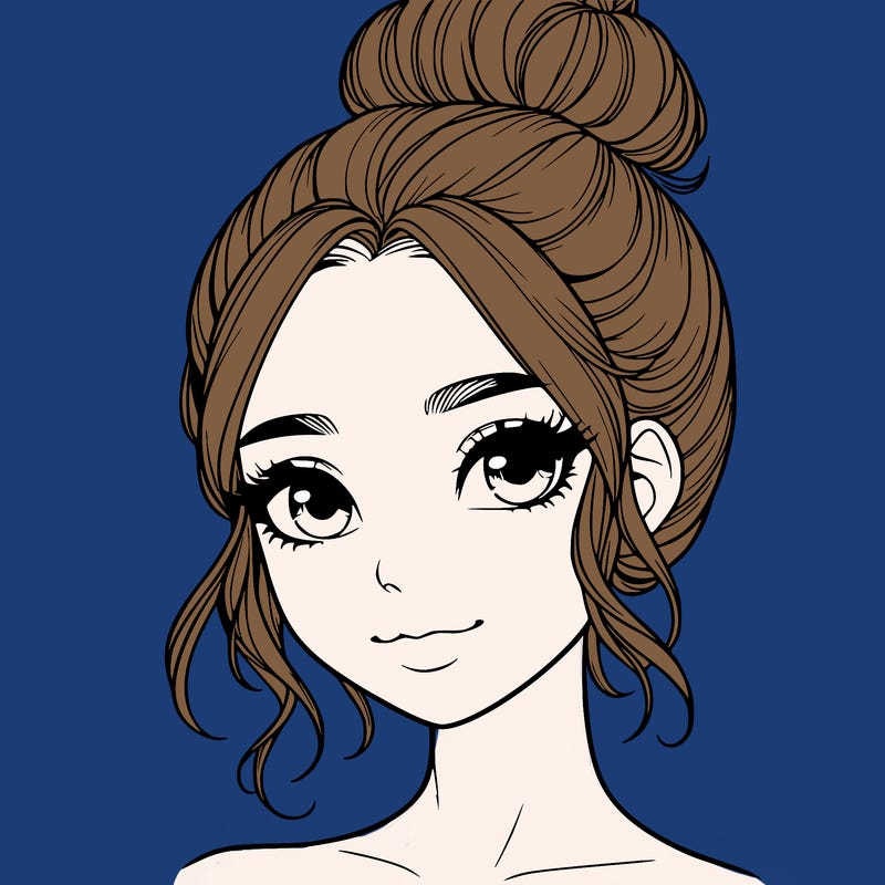 realistic pretty girl with hair in bun