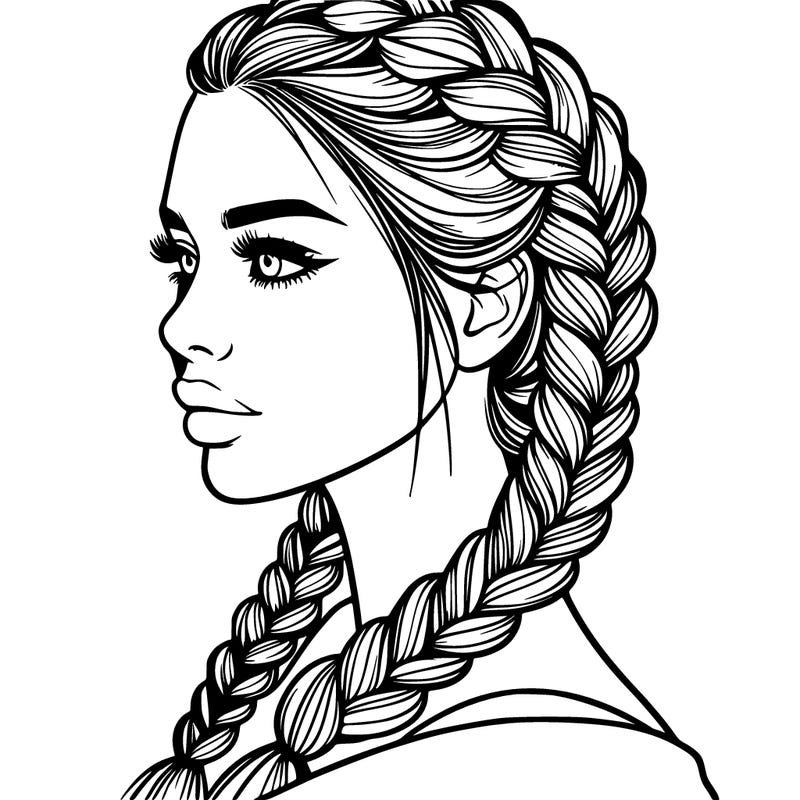 woman with french braids realistic