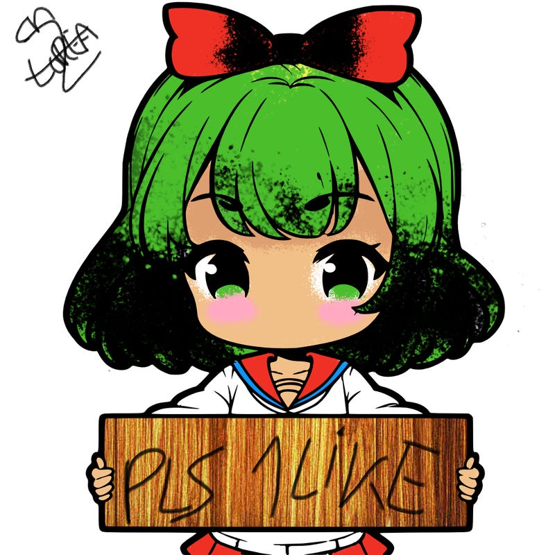 cute anime girl holding a sign