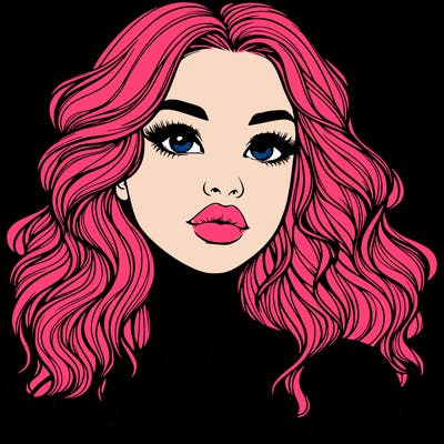 realistic girl with wavy hair and lips