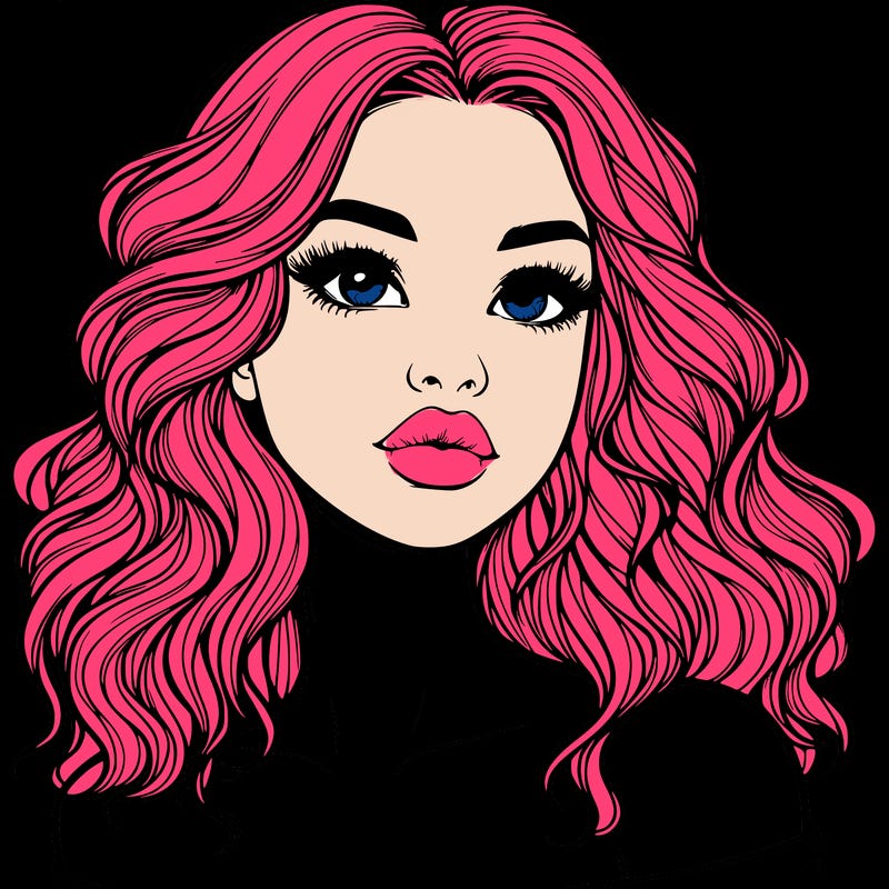 realistic girl with wavy hair and lips