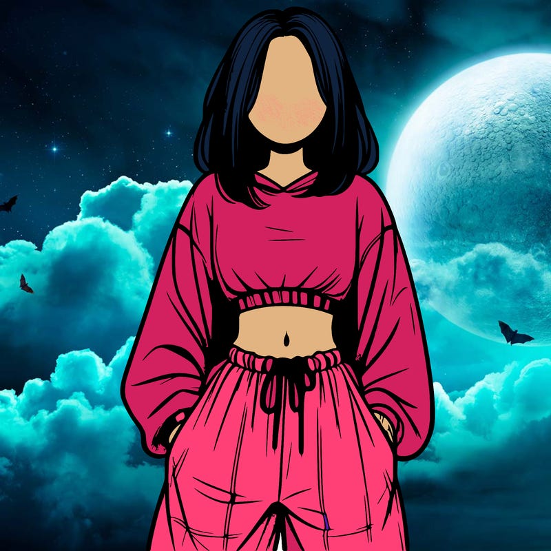 realistic girl faceless with baggy pants and a crop top