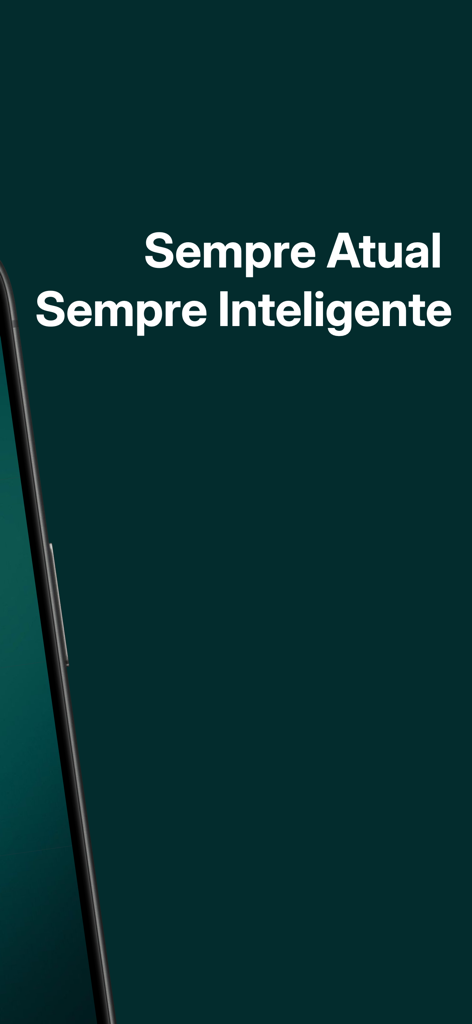 Lotofácil IA Palpites e Dicas - Tela do aplicativo Lotofacil IA com o slogan Sempre Atual Sempre Inteligente em fundo verde escuro