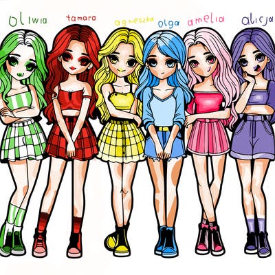 a group of girls realistic