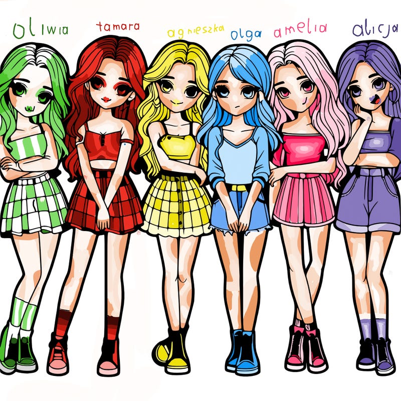 a group of girls realistic