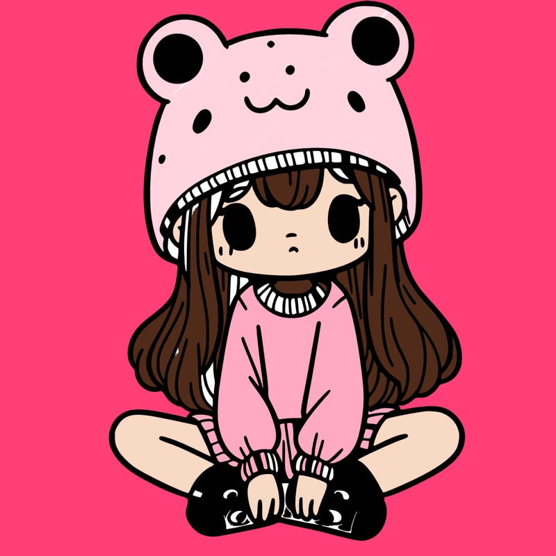 a girl wearing a frog hat and some frog socks