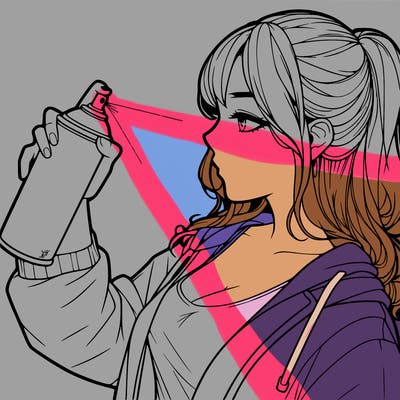 a realistic girl spray, painting