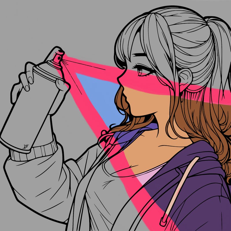 a realistic girl spray, painting