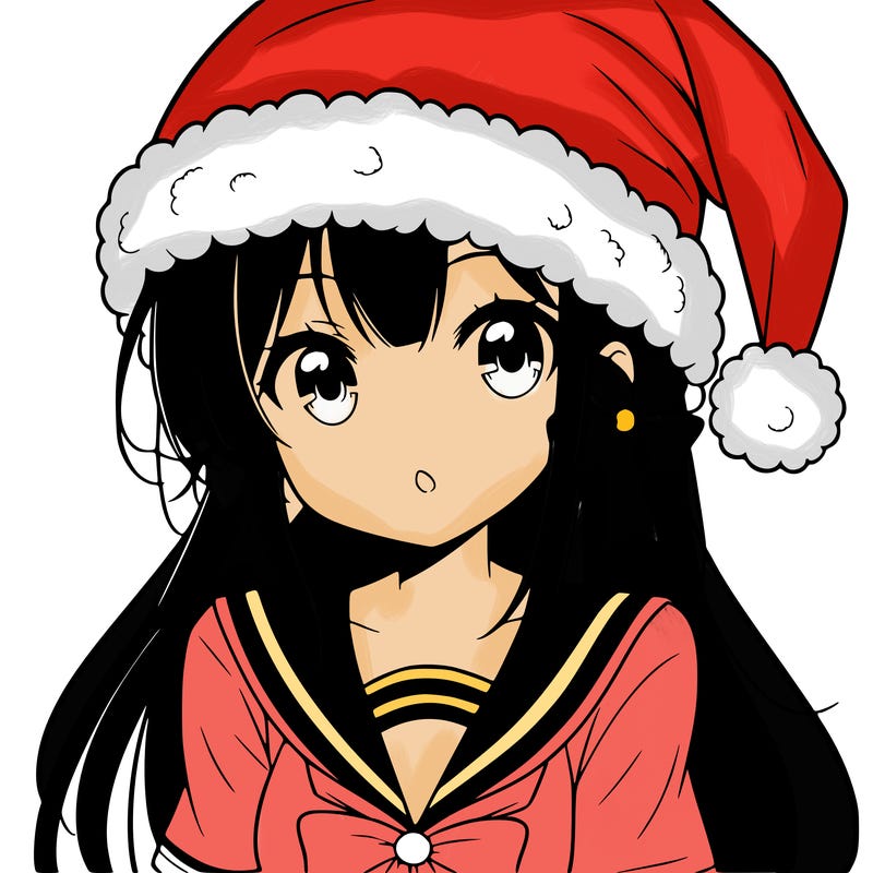 a anime girl with a santa hat