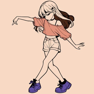 realistic girl danceing