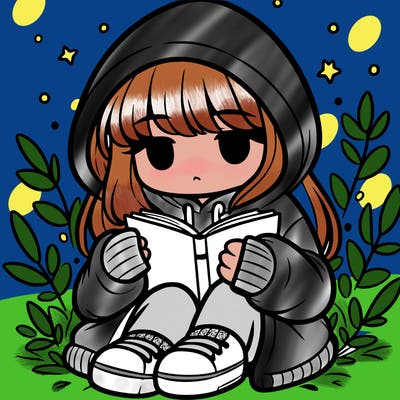 girl in oversized hoodie reading a book