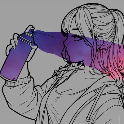 a realistic girl spray, painting