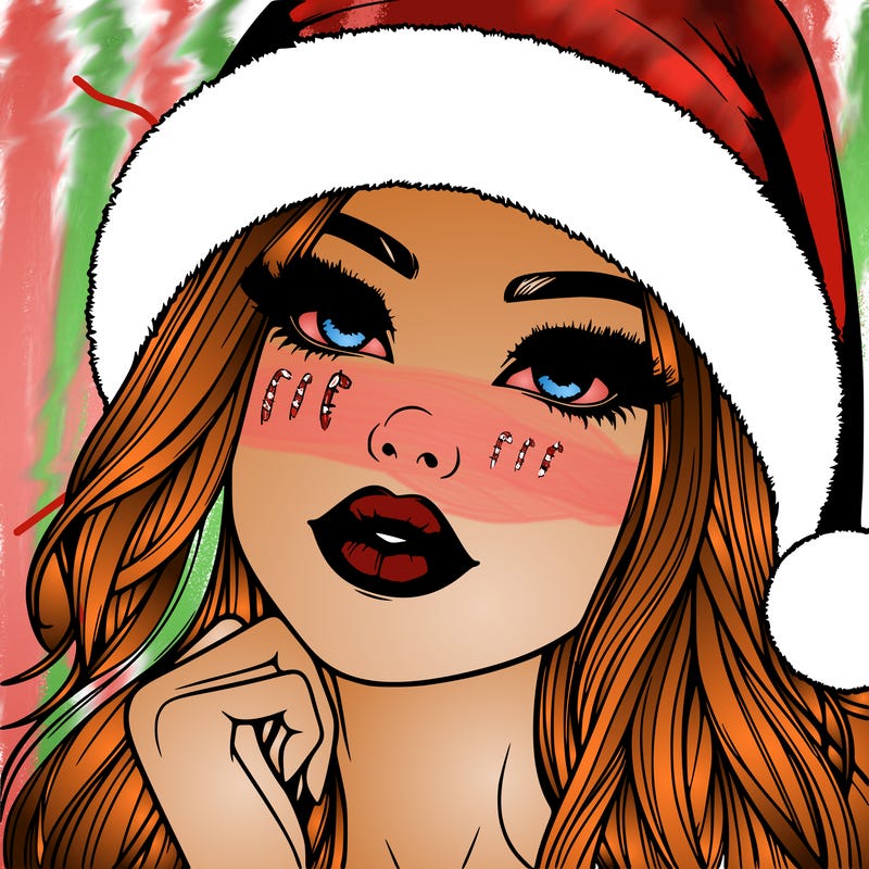 realistic christmas girl with lips