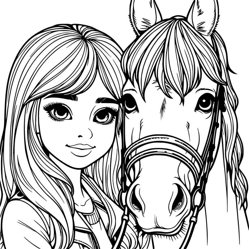 girl with horse realistic