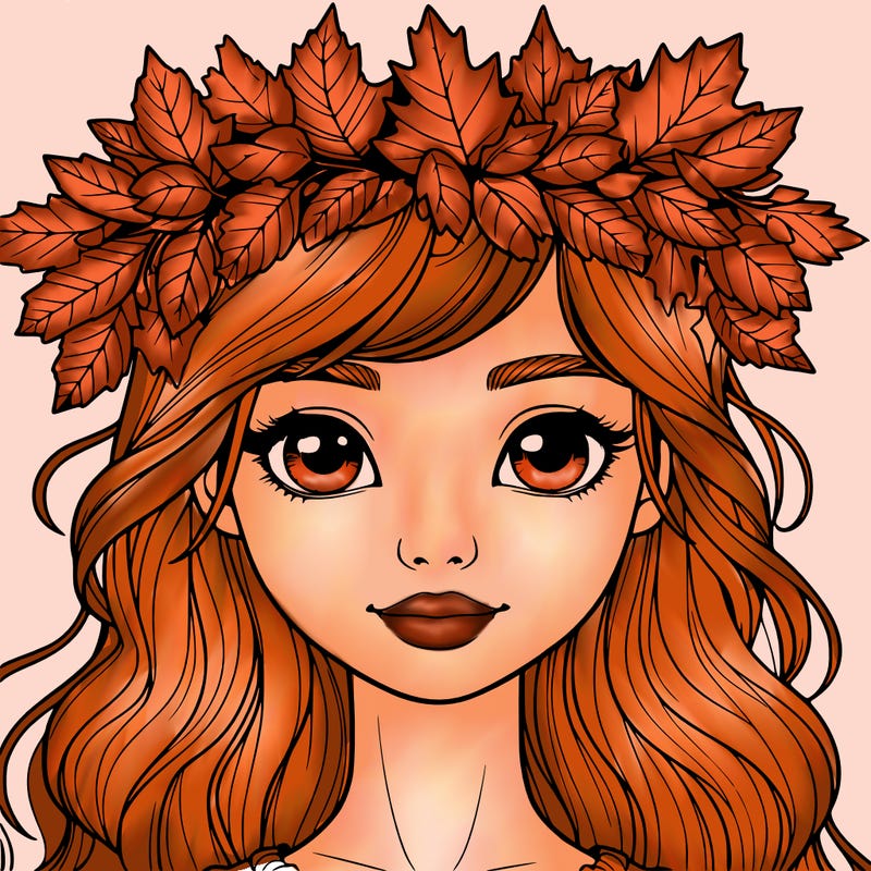 realistic girl with fall leaf crown