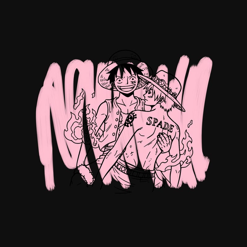 make monkey d. luffy from one piece holding porgas d. ace