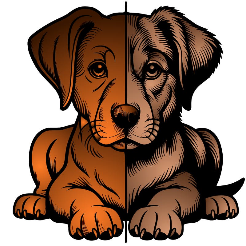 realistic dog split picture