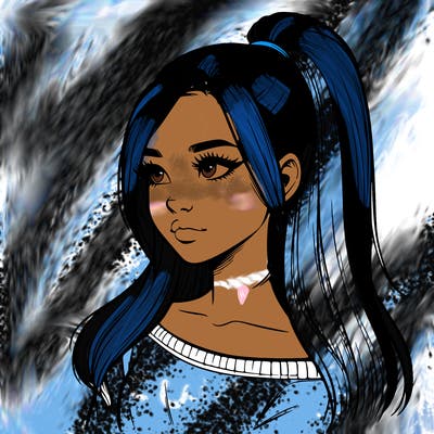 realistic girl with a high ponytail