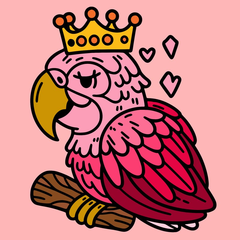 macaw with a crown