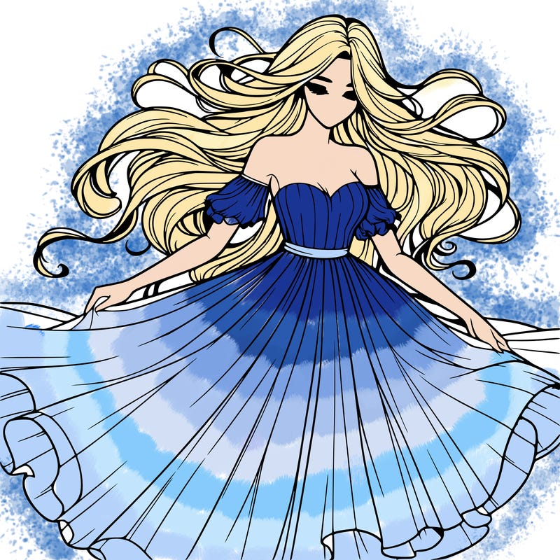 realistic woman wearing a dress that's flowing in the wind