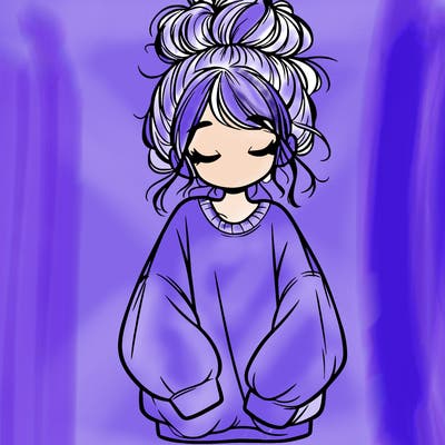 girl with baggy sweatshirt and messy bun