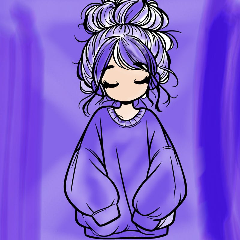 girl with baggy sweatshirt and messy bun