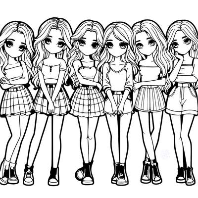 a group of girls realistic