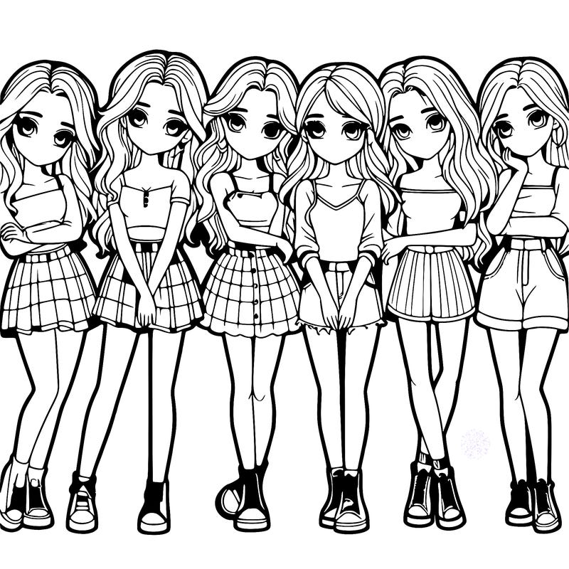 a group of girls realistic