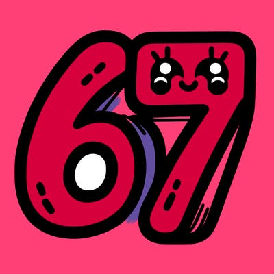 the numbers 67