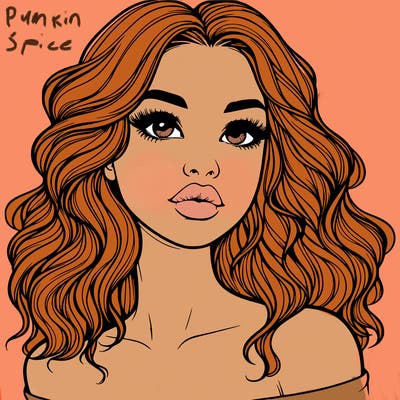 realistic girl with wavy hair and lips