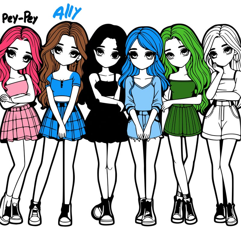 a group of girls realistic