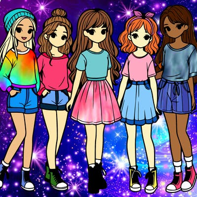 a group of five girls