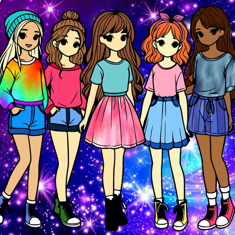 a group of five girls