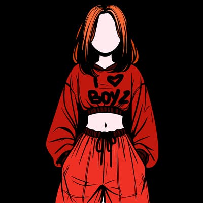 realistic girl faceless with baggy pants and a crop top