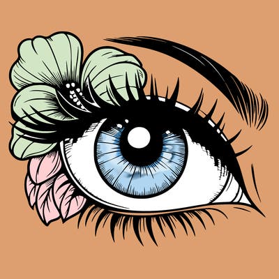 realistic eye with flower