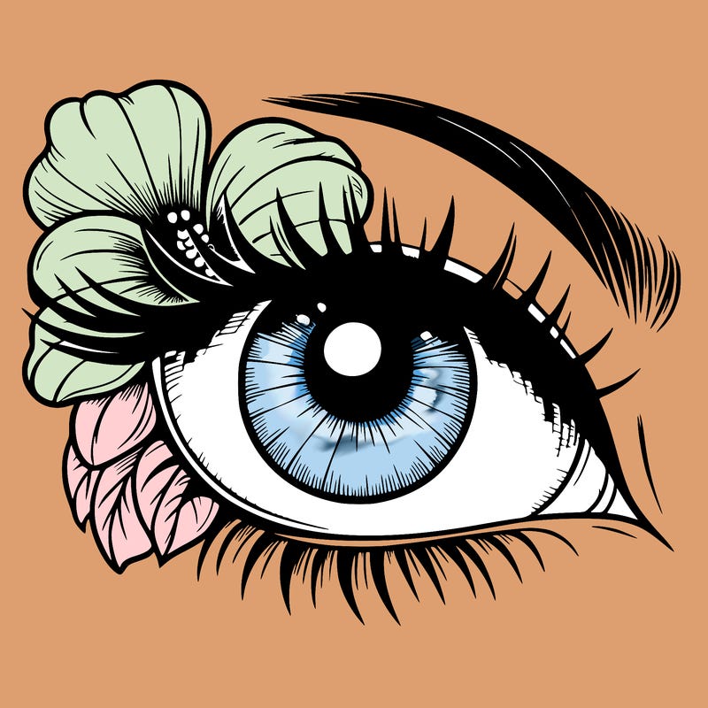realistic eye with flower