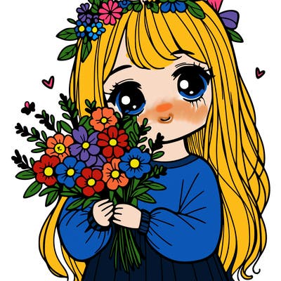 girl holding flowers