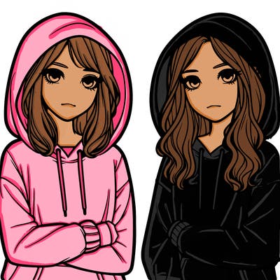 two girls and hoodies
