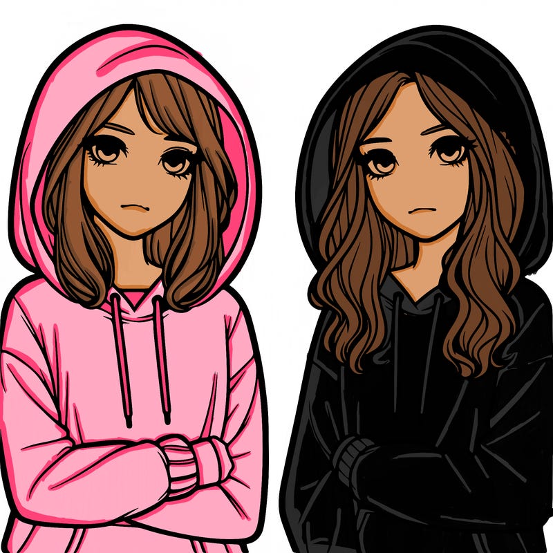 two girls and hoodies