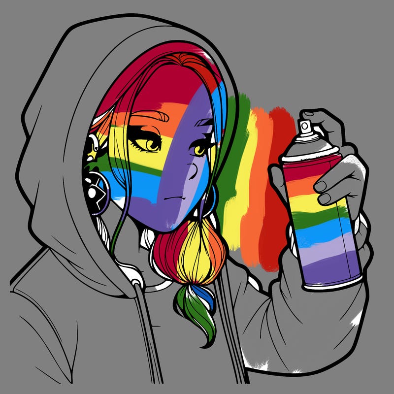 a realistic girl, spray painting