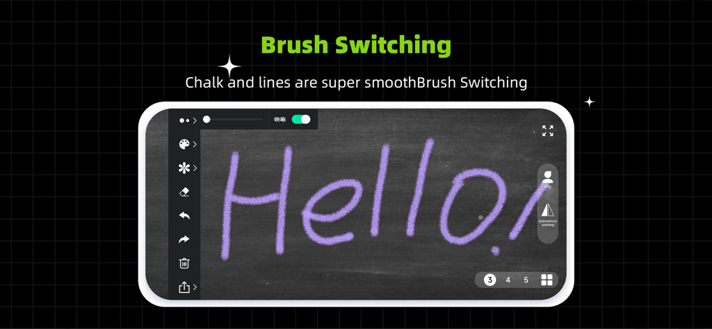 Small Whiteboard - Interface of the Small Whiteboard app showing purple chalk handwriting on a digital blackboard with tool menus