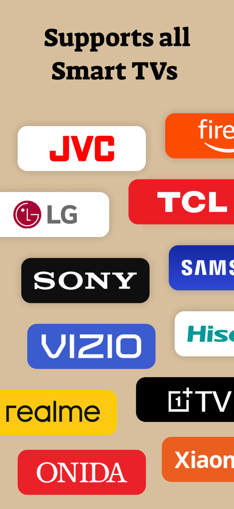 AirPlay : Screen Mirroring - Uma coleção de logotipos das principais marcas de TVs inteligentes, incluindo Samsung, LG, Sony e TCL, ilustrando ampla compatibilidade de dispositivos para espelhamento de tela.