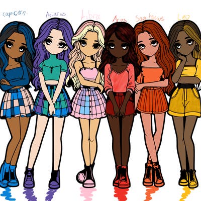 a group of girls realistic