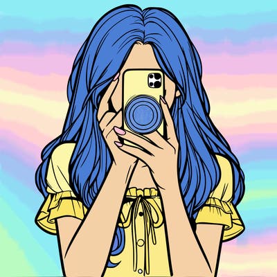 a realistic girl holding her phone taking pictures