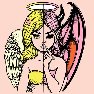 realistic angel half demon