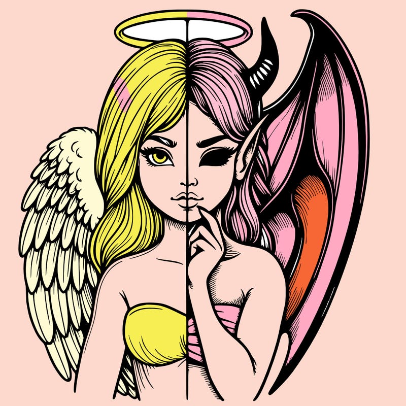 realistic angel half demon